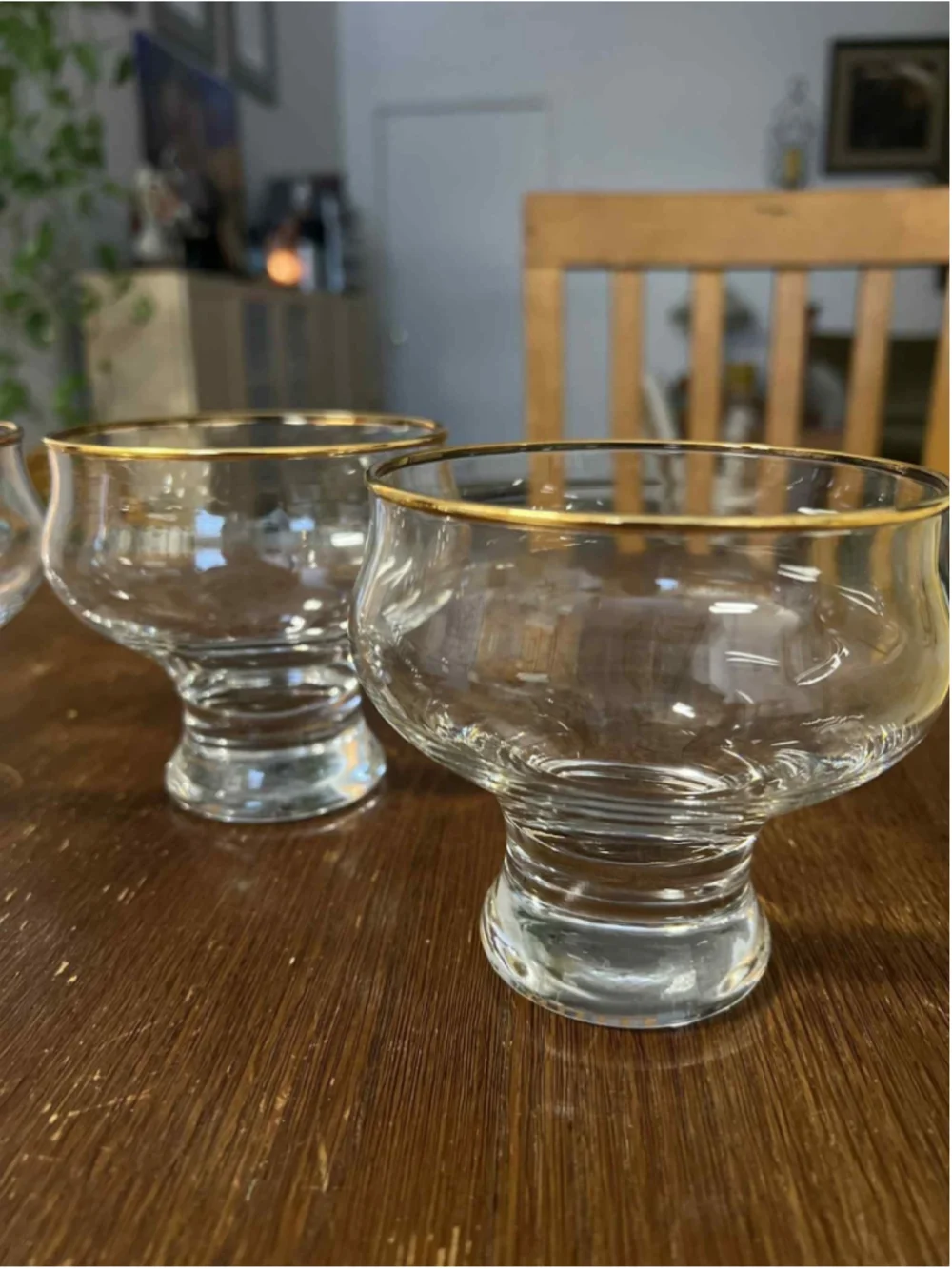 Vintage Gold Rim Dessert Bowls Set of 4 Clear Glass Compote Dishes Ice Cream